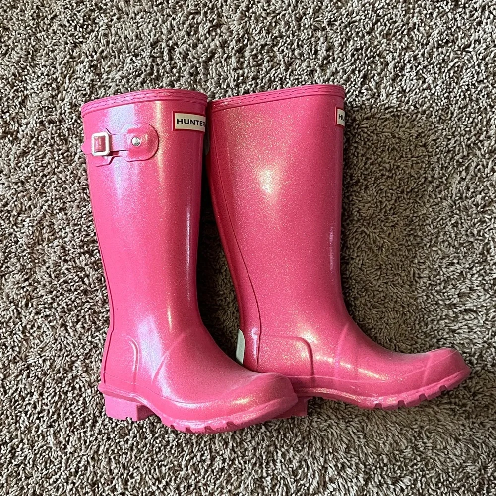Hunter Kids Pink Glitter Rain Boots